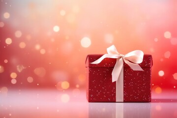 Wall Mural - Gift box gradient background red illuminated celebration.