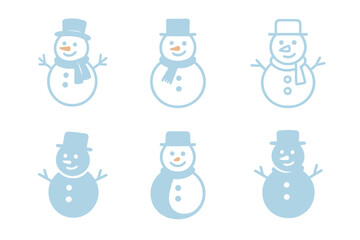 Wall Mural - Winter Party Logos. Snow-themed birthday party for winter babies. Set Logo of Snow-themed birthday party for winter babies: Snowman. harmonious logo variations