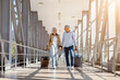 © Anastasiya - Happy senior couple walking through airport with travel bags, holding hands