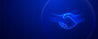 © Matakeris Creative - Digital handshake on a blue background, representing agreement and partnership