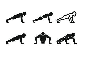 Wall Mural - Push-Up Logo Variations. Push-Up Variations. Set Logo of Push-Up Variations: staggered push-up pose. harmonious logo variations of the same emblematic concept,