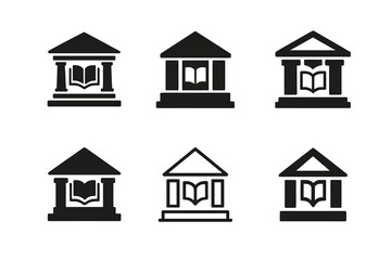 Wall Mural - Library Logo Variations. Studying in Libraries. Set Logo of Studying in Libraries: library building. harmonious logo variations of the same emblematic concept,