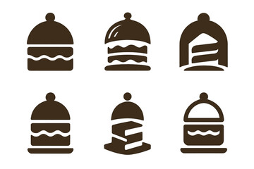 Wall Mural - Surprise Cake Logos. Unveiling a Surprise Cake. Set Logo of Surprise Cake: hidden layer cake. harmonious logo variations of the same emblematic concept, each