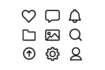 Uniform Icon Set. Equal spacing between icons and equal margins on the edges. Uniform icon size across the set