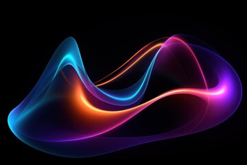 Wall Mural - Neon abstract shape png light glowing pattern.
