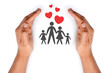 © Natural Sri  - Family with hearts covering by hands. meaningful photo. white background.