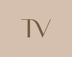Wall Mural - TV letter logo icon design. Classic style luxury initials monogram.