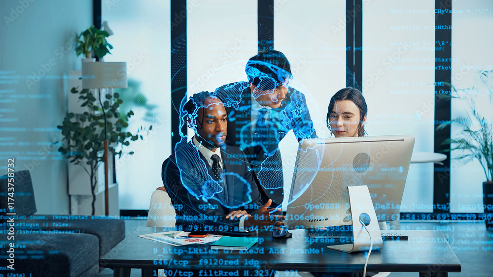 Foto de Stock global, system, technology, cyber, hacking, osint ...