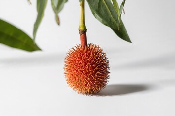 Wall Mural - Tropical fruit with spiky exterior against a white backdrop