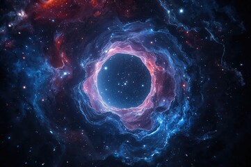 Wall Mural - Abstract depiction of a mysterious cosmic structure containing expanding universes within a spacetime tunnel, ideal for sci-fi or cosmic journey wallpapers.