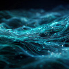 Wall Mural - An abstract blue fractal background with a seamless wave pattern suggesting liquid motion and glowing energy