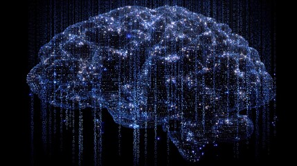Digital brain with binary code and artificial intelligence technology concept