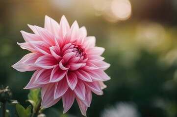 Wall Mural - Close-up of a pink dahlia with minimal depth of field