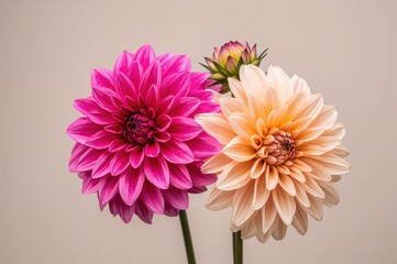 Wall Mural - Pink and beige dahlias, often known as geraniums, have roots tracing back to ancient times with more than 15 species.