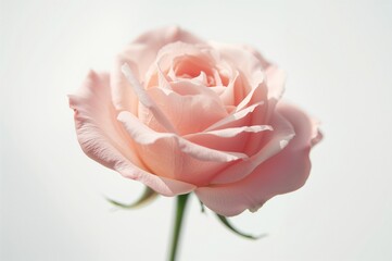 Wall Mural - Light pink rose flower against a plain white background