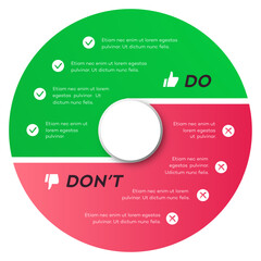 Wall Mural - Circle chart infographic template do dont modern style for presentation, start up project, business strategy, theory basic operation, logic analysis. Venn diagram vector 10 eps
