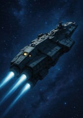 Wall Mural - Futuristic spaceship traveling through space.