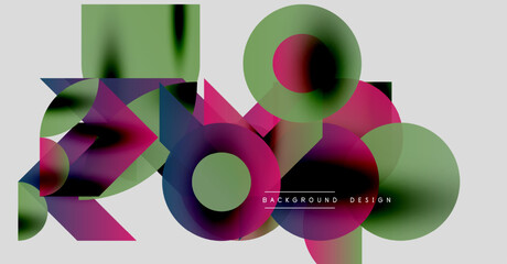 Wall Mural - Abstract geometric shapes overlap. Vibrant colors create dynamic composition. Modern design elements present visual interest.