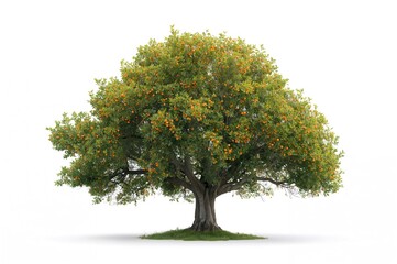 Wall Mural - Lone orange tree with green foliage on a plain white backdrop