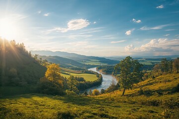 Wall Mural - Scenic Nature Scene Under Bright Sunshine