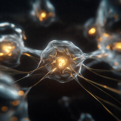 Wall Mural - Fractal light pattern design illustrating wave particle motion in dark space
