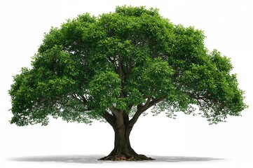 Wall Mural - Isolated green shrub on a white backdrop. Extensive tree collection in a botanical garden featuring tropical Asian flora, perfect for design and promotional use.