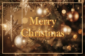 Wall Mural - festive greetings featuring dangling star decorations