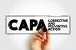 © dizain - CAPA - Corrective And Preventive Action consists of improvements to an organization's processes taken to eliminate causes of non-conformities or other undesirable situations, acronym concept stamp