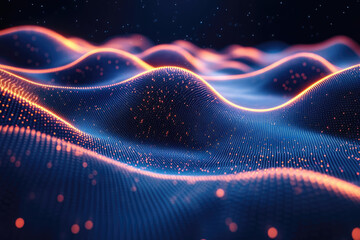 Canvas Print - Metaverse Concept with Flowing 3D Digital Particle Network