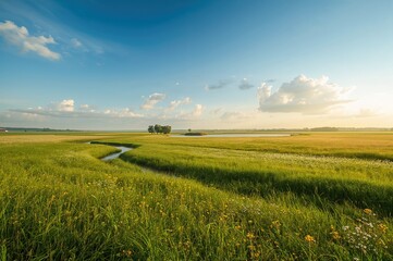 Wall Mural - Scenic Landscape of a Tranquil Summer Meadow