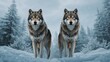 © TheWaterMeloonProjec - Pair of wolves in a frosty woodland during winter