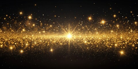 Wall Mural - Glowing golden sparkles on a dark canvas , glow, cosmic,  glow, cosmic, twinkle, galaxy, visual, vibrant, background, design