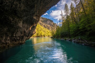 Wall Mural - expansive cave within a deep canyon