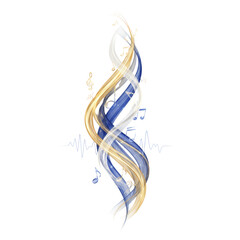 Wall Mural - Harmonic swirls of musical notes intertwining with vibrant colors on transparent canvas