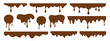 © Anastasiia - Set of dripping chocolate shapes in a simple, flat design. Collection of various melting liquid borders, drips, and splashes, perfect for dessert or candy-themed graphics