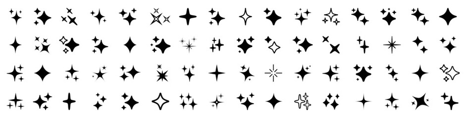 Wall Mural - Stars set icons, different sparkle star shapes icon collection, shine stars sparkles signs, bling decoration