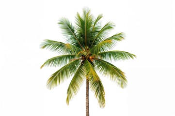 Wall Mural - Isolated tropical palm fronds on a plain white backdrop created with AI generation tools