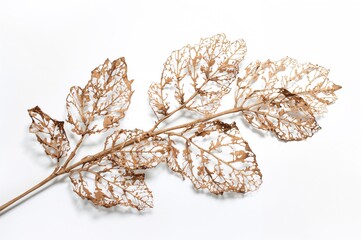 Wall Mural - Arrangement of skeletal leaves on a white surface