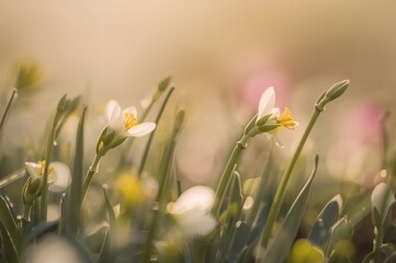 Wall Mural - Close-up of Fresh Green Shoots in Spring