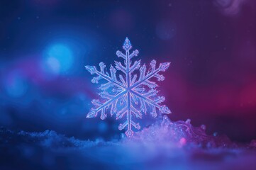 Wall Mural - Vibrant neon-hued snowflake design