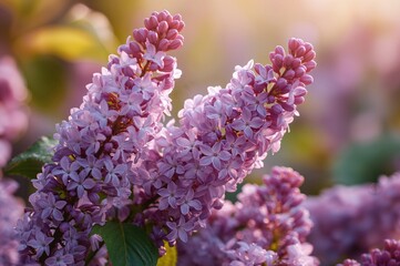 Wall Mural - background of blooming lilac flowers in spring, floral design with white blossoms, nature's beauty i