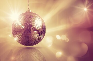 Wall Mural - Glowing disco spheres with a soft-focus backdrop, color enhanced. Text area available