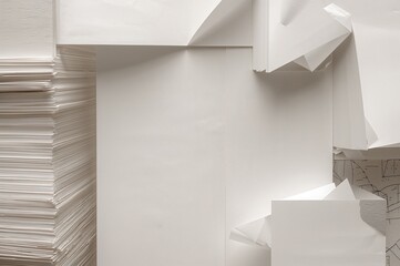Wall Mural - Pile of white sheets arranged for text backdrop