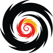 © Munna_SH - Dynamic black, red, and yellow abstract spiral graphic with sharp, aggressive edges, representing powerful movement, energy, a vortex, hurricane, or fast, rotational motion.