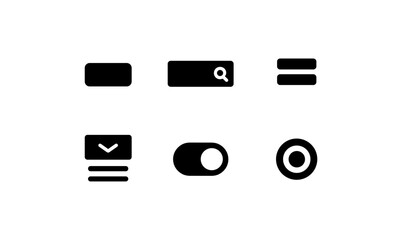 Wall Mural - Essential minimalist ui elements: buttons, toggles, and icons in black and white