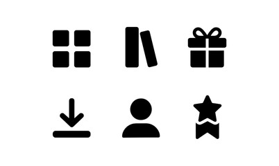 Wall Mural - Minimalist black icons set featuring common user interface elements