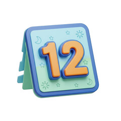 Number twelve toy isolated on transparent background