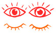 © Grunge Designs - Eyes Open And Closed Icon Crayon Chalk Drawing Doodle Vector