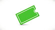 © Sherafgan - A single green ticket with a white border and a notch on a white background at a slight angle ai generated