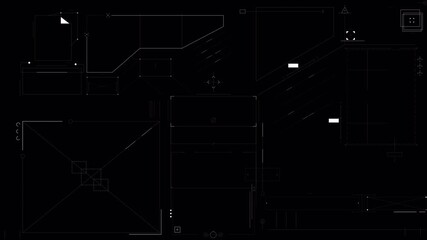 Futuristic Interface: Dynamic HUD Elements on Black Background